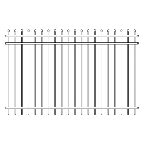 Fortress VERSAI 3 Rail Steel Pressed Spear Panels-Gloss Black-90-1/2in-70in-Pull Code Compliant