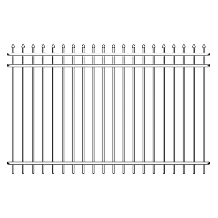 Fortress VERSAI 3 Rail Steel Pressed Spear Panels-Gloss Black-90-1/2in-70in-Pull Code Compliant