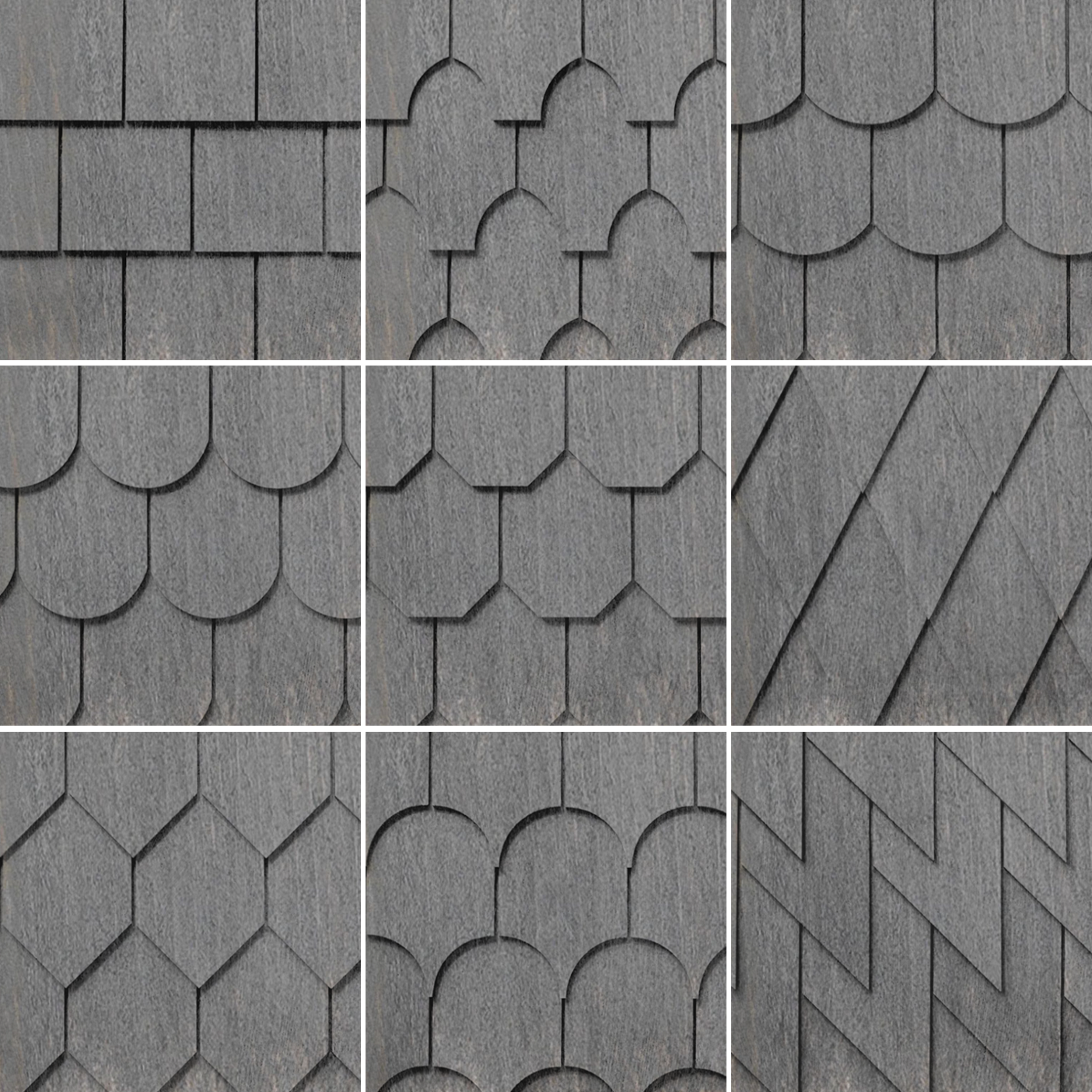 Timber Shingle Profiles Maibec Genuine Wood Victorian Shingles in Dark Grey H2BO – DeckMart ...