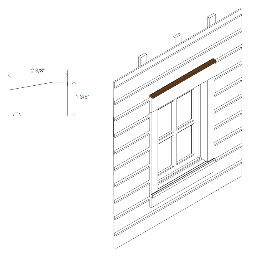 Maibec Genuine Wood Window Drip Trim-Custom Color-Smooth-2-3/8in x 1-3/8in